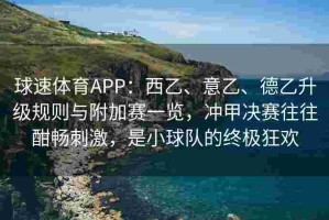 球速体育APP：西乙、意乙、德乙升级规则与附加赛一览，冲甲决赛往往酣畅刺激，是小球队的终极狂欢