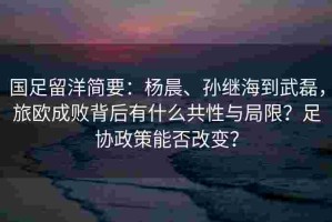 国足留洋简要：杨晨、孙继海到武磊，旅欧成败背后有什么共性与局限？足协政策能否改变？