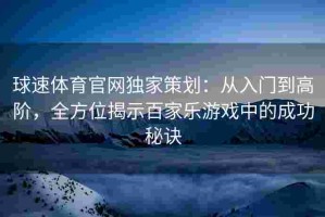 球速体育官网独家策划：从入门到高阶，全方位揭示百家乐游戏中的成功秘诀